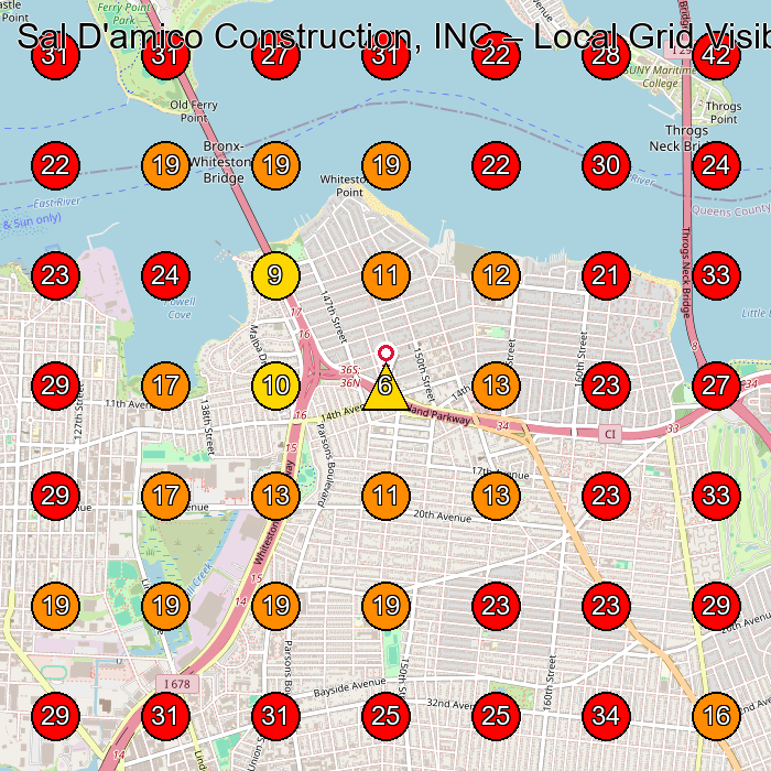 Sal D'amico Construction, INC GeoGrid visibility map for General Contractor in College Point